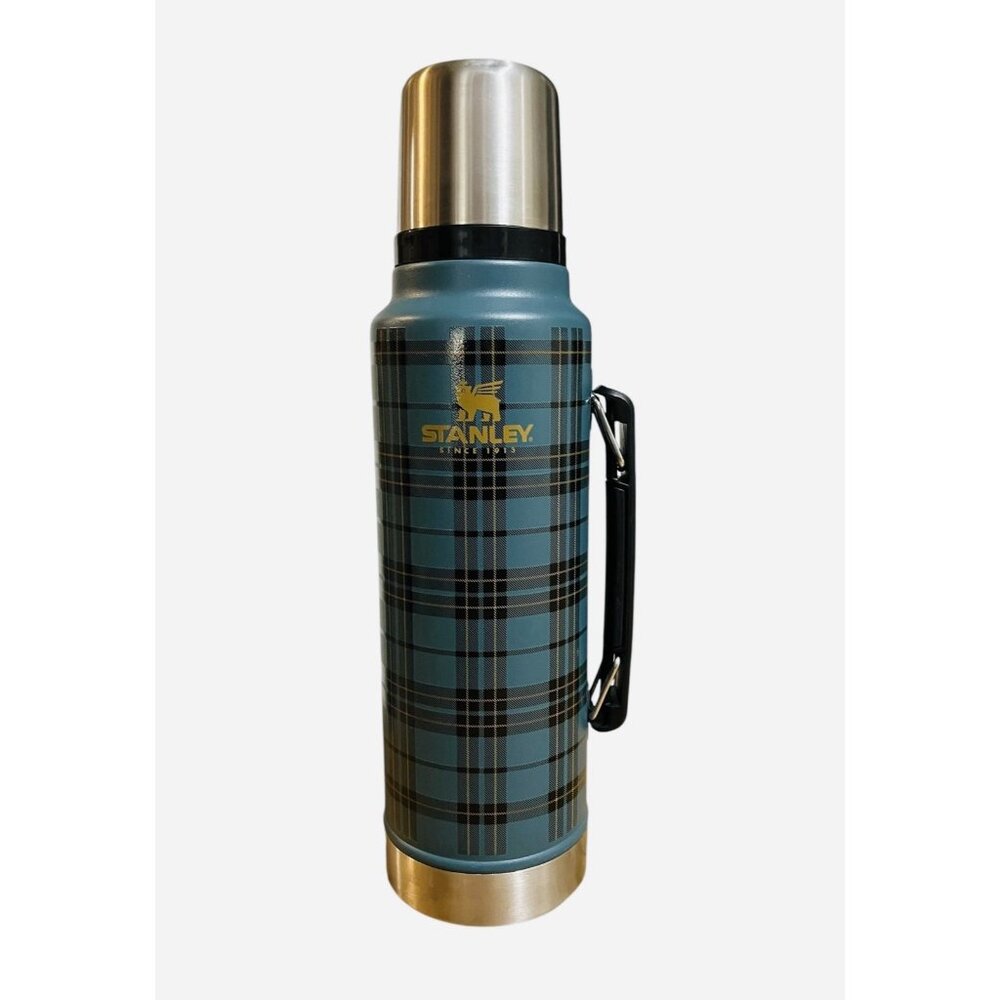 Stanley Vintage Loom Special Edition 1.5 QT Blue Plaid‎ Classic Bottle Used